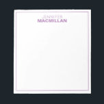 Modern Name Monogram Framed Personalised Purple Notepad<br><div class="desc">This modern notepad features a simple two line monogram and thin frame.  Use the template form to add your personalisation.</div>