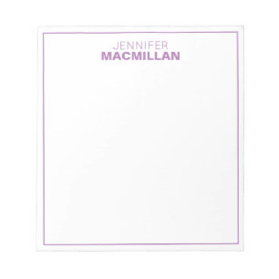 Modern Name Monogram Framed Personalised Purple Notepad