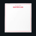 Modern Name Monogram Framed Personalised Red Notepad<br><div class="desc">This modern notepad features a simple two line monogram and thin frame.  Use the template form to add your personalisation.</div>