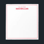 Modern Name Monogram Framed Personalised Red Notepad<br><div class="desc">This modern notepad features a simple two line monogram and thin frame.  Use the template form to add your personalisation.</div>