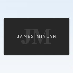 Modern Name & Monogram   Grey & Black