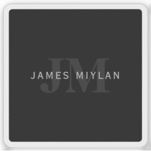 Modern Name & Monogram   Grey & Black