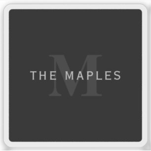 Modern Name & Monogram Grey & Black