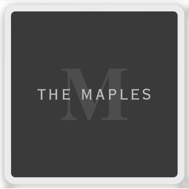 Modern Name & Monogram | Grey & Black (Front)