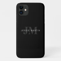 Modern Name & Monogram | Grey & Black