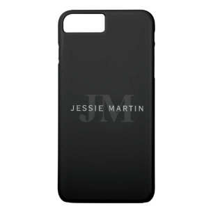 Modern Name & Monogram   Grey & Black iPhone 8 Plus/7 Plus Case
