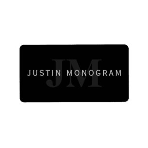 Modern Name & Monogram   Grey & Black Label