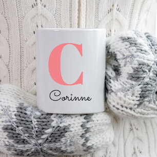 Modern Name Monogram Initial Christmas Present Mug
