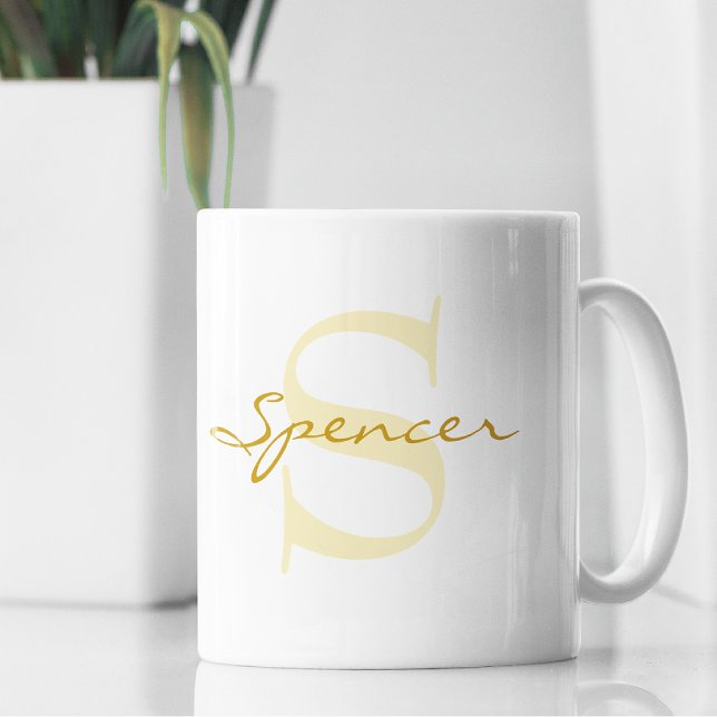 Modern Name & Monogram Initial Classic Coffee Mug (Creator Uploaded)