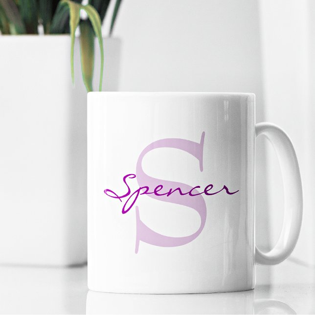 Modern Name & Monogram Initial Classic Coffee Mug (Creator Uploaded)