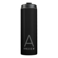 Modern Name Monogram Simple Grey Black