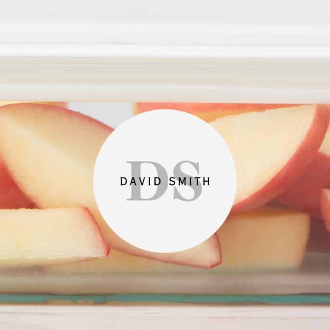 Modern Name & Monogram | White Black & Grey (Affixed)