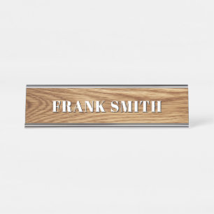 Modern Name Oak Wood Photo Desk Name Plate