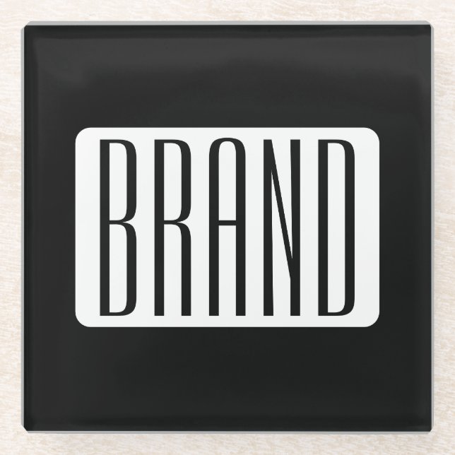 Modern Name or Editable Brand Name for Business  Glass Coaster (Front)