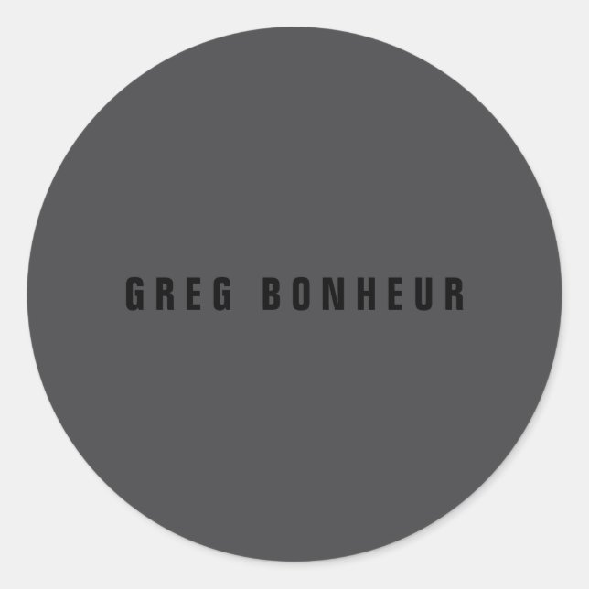 Modern Name or other Text Template | Dark Grey Classic Round Sticker (Front)