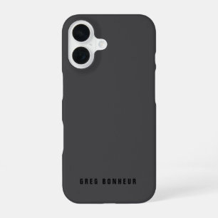 Modern Name or other Text Template Dark Grey iPhone 16 Case
