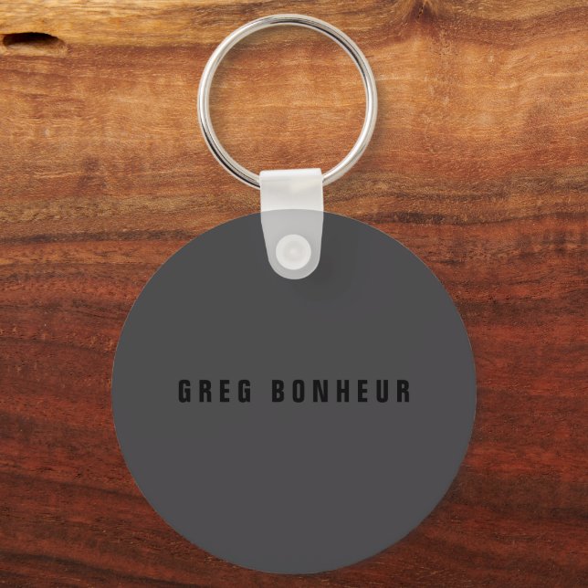 Modern Name or other Text Template | Dark Grey Key Ring (Front)