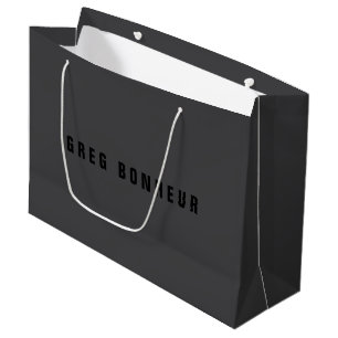 Modern Name or other Text Template Dark Grey Large Gift Bag