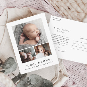 Modern Name Photo Collage Baby Thank You Postcard