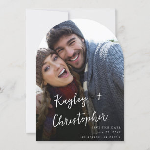 Modern Name Photo Vertical Chic Save the Date Arc Invitation