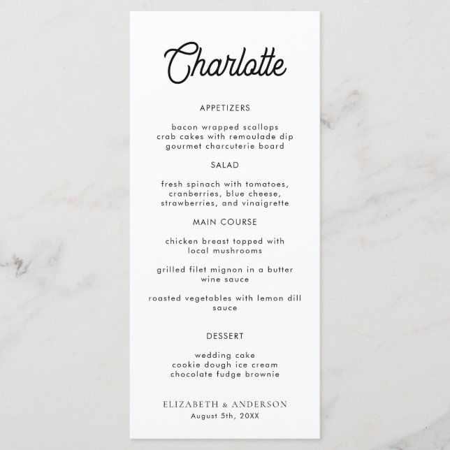 Modern Name Place Card Wedding Dinner Card (Front)