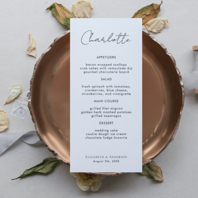 Modern Name Place Card Wedding Dinner Card (Creator Uploaded)