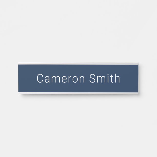 Modern name plain dark blue door sign (Front)
