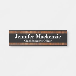 Modern Name Plate Wood Grain Rustic Door Sign