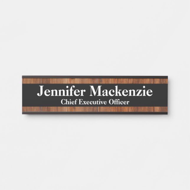 Modern Name Plate Wood Grain Rustic Door Sign (Front)