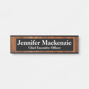 Modern Name Plate Wood Grain Rustic Door Sign