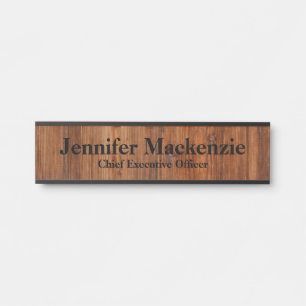 Modern Name Plate Wood Grain Rustic Door Sign