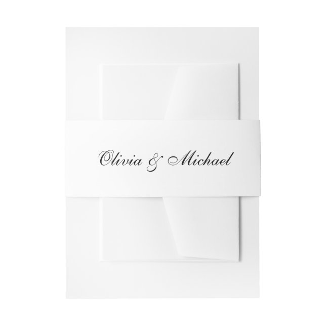 Modern Name Script Wedding Invitation Belly Band (Front Example)