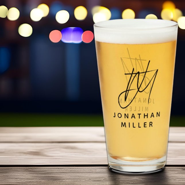 Modern Name Simple Beer Glass (Creator Uploaded)