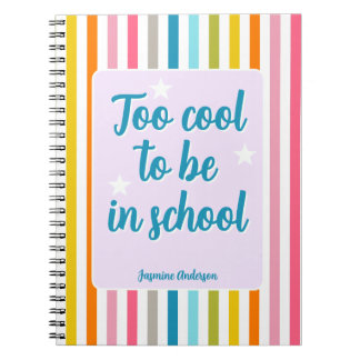 Modern name stripes funny quote colourful notebook