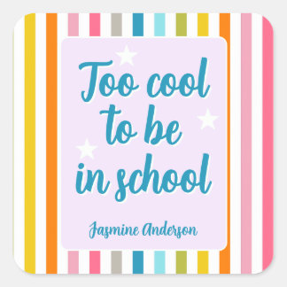 Modern name stripes funny quote colourful square sticker