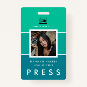 Modern name tag and photo press ID badge