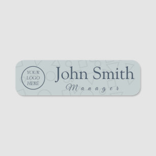 Modern Name Tag with Sophisticated Grey and Blue