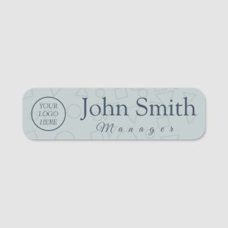 Modern Name Tag with Sophisticated Grey and Blue