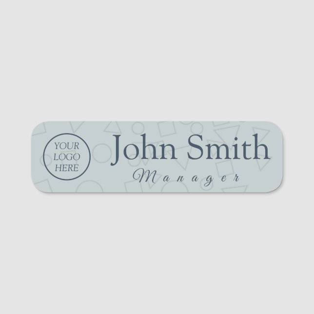 Modern Name Tag with Sophisticated Grey and Blue (Front)