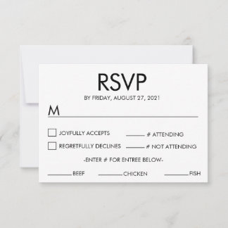 Modern Name Wedding RSVP Response Card White