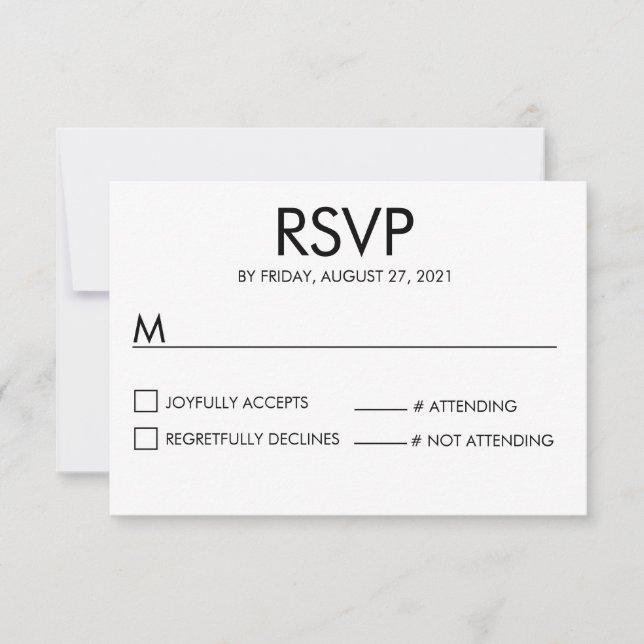 Modern Name Wedding RSVP Response Card White (Front)