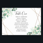 Modern Names Greenery Eucalyptus Geometric Wedding Table Number<br><div class="desc">Horizontal Modern Names Greenery Eucalyptus Geometric Wedding Table Number. Features watercolor eucalyptus leaves and a gold geometric frame.</div>