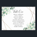 Modern Names Greenery Eucalyptus Geometric Wedding Table Number<br><div class="desc">Horizontal Modern Names Greenery Eucalyptus Geometric Wedding Table Number. Features watercolor eucalyptus leaves and a gold geometric frame.</div>