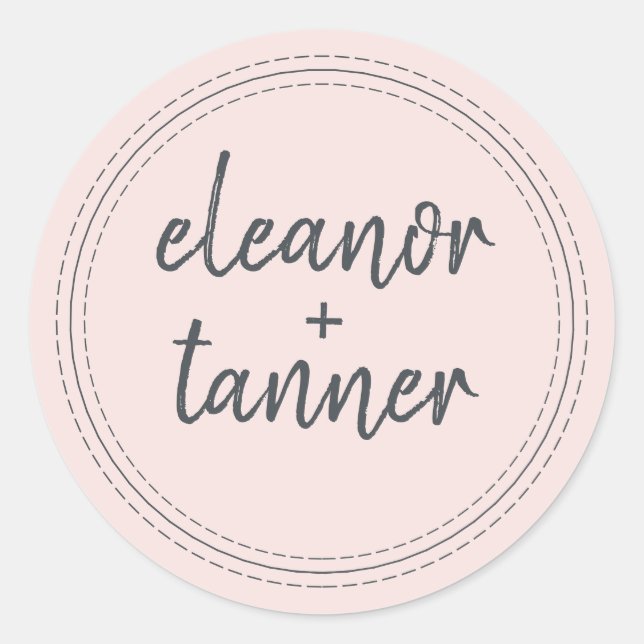 Modern Names Pastel Pink Wedding Envelope Seal (Front)