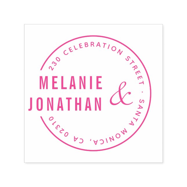 Modern Names Round Wedding Return Address Self-inking Stamp (Design)