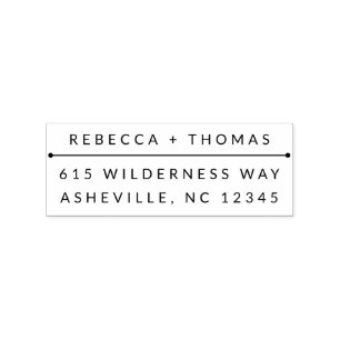 Modern Names Wedding Couples Return Address Rubber Stamp