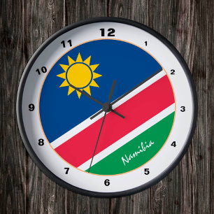 Modern Namibian Flag, Namibia trendy Home / design Round Clock