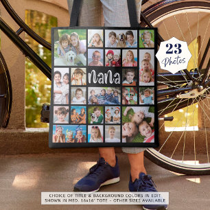 Modern Nana 23 Photo Collage Custom Colour Tote Bag