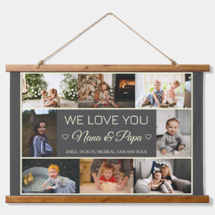 Modern Nana and Papa Photo Collage  Hanging Tapestry