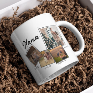 Modern Nana Script   Grandchildren Photo Collage  Coffee Mug